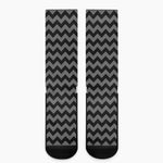 Grey And Black Chevron Pattern Print Crew Socks