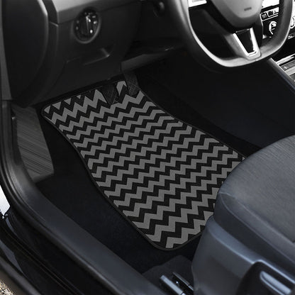 Grey And Black Chevron Pattern Print Front Car Floor Mats