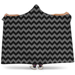 Grey And Black Chevron Pattern Print Hooded Blanket