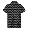 Grey And Black Chevron Pattern Print Men's Short Sleeve Shirt