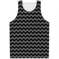 Grey And Black Chevron Pattern Print Men's Tank Top