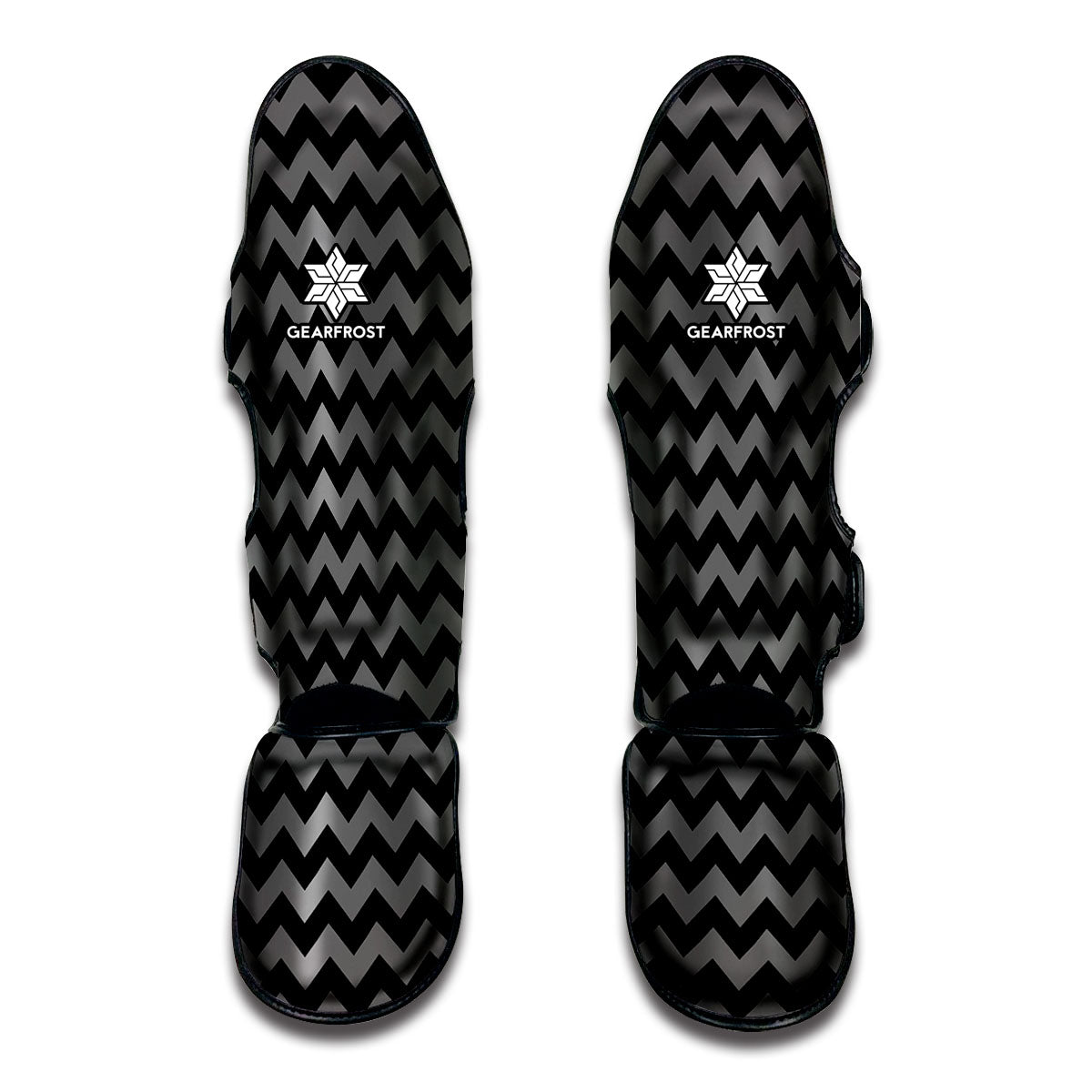 Grey And Black Chevron Pattern Print Muay Thai Shin Guard