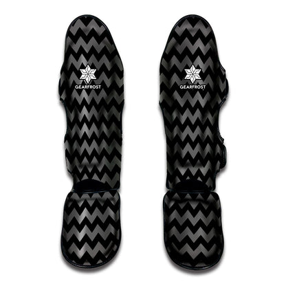 Grey And Black Chevron Pattern Print Muay Thai Shin Guard