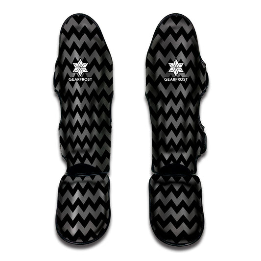 Grey And Black Chevron Pattern Print Muay Thai Shin Guard
