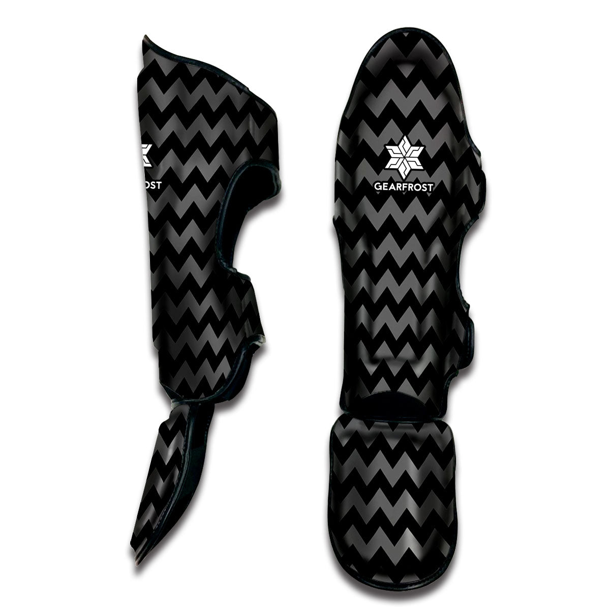 Grey And Black Chevron Pattern Print Muay Thai Shin Guard