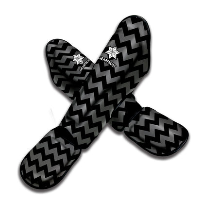 Grey And Black Chevron Pattern Print Muay Thai Shin Guard
