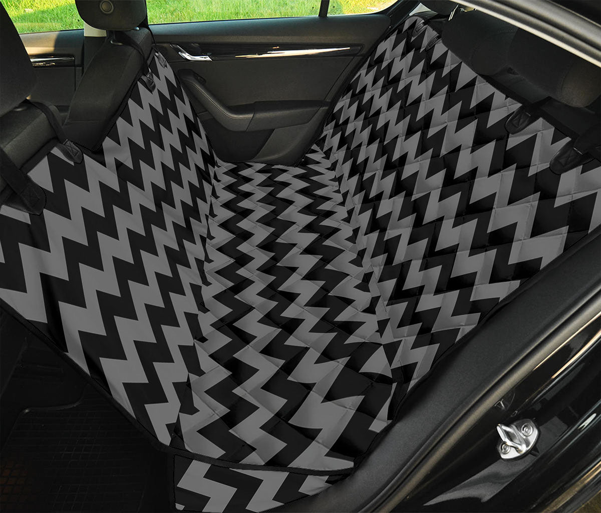 Grey And Black Chevron Pattern Print Pet Car Back Seat Cover