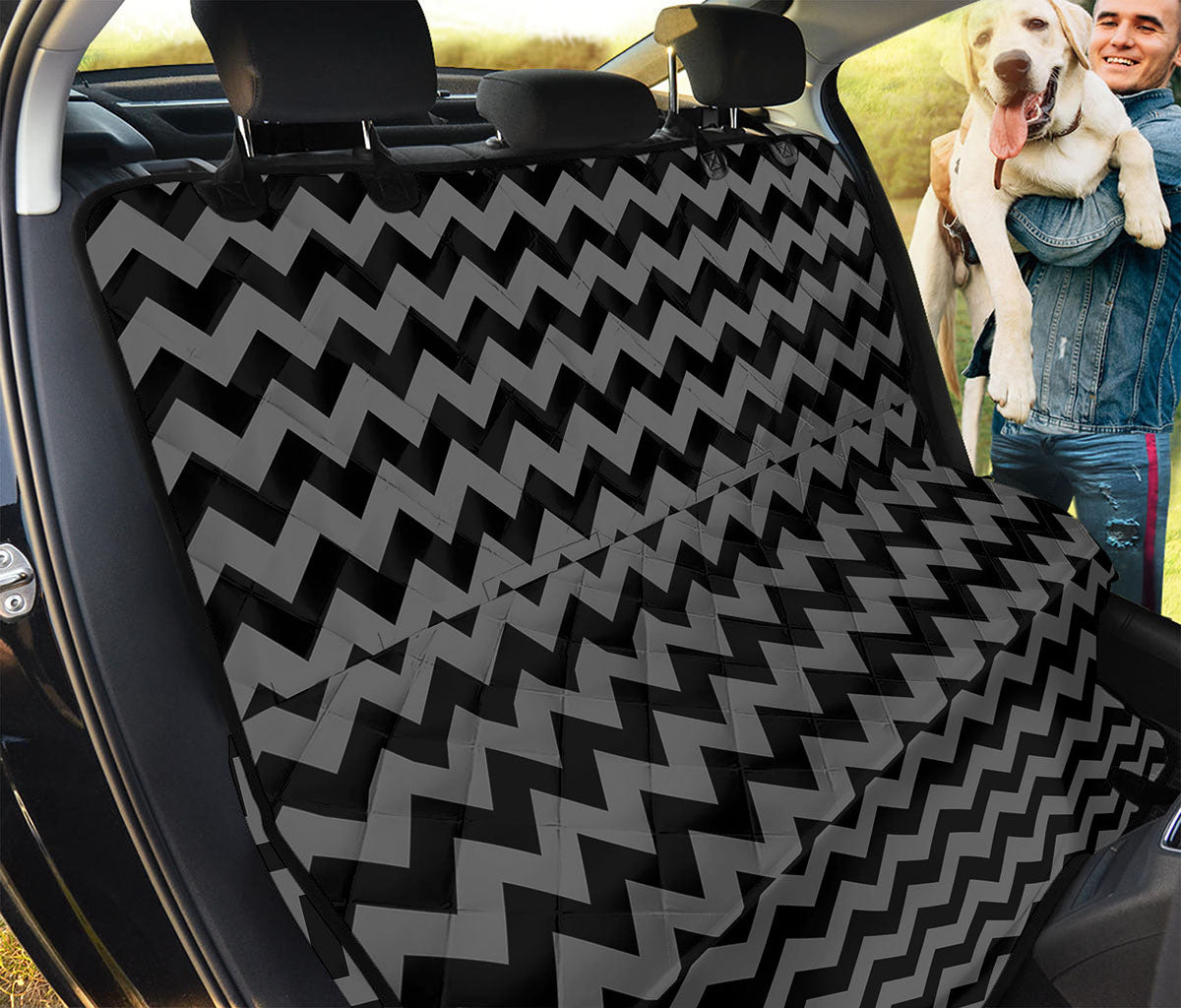 Grey And Black Chevron Pattern Print Pet Car Back Seat Cover