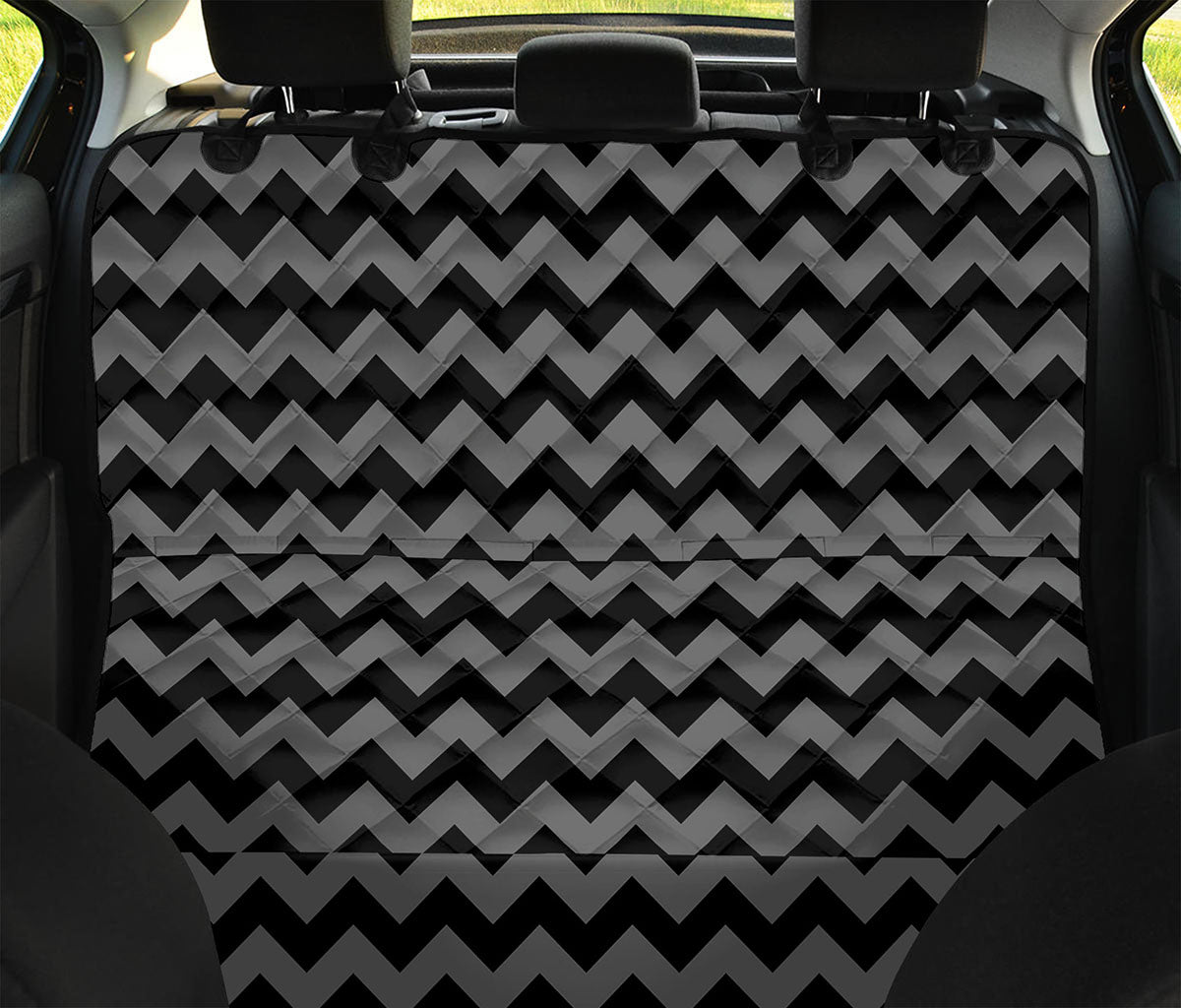 Grey And Black Chevron Pattern Print Pet Car Back Seat Cover