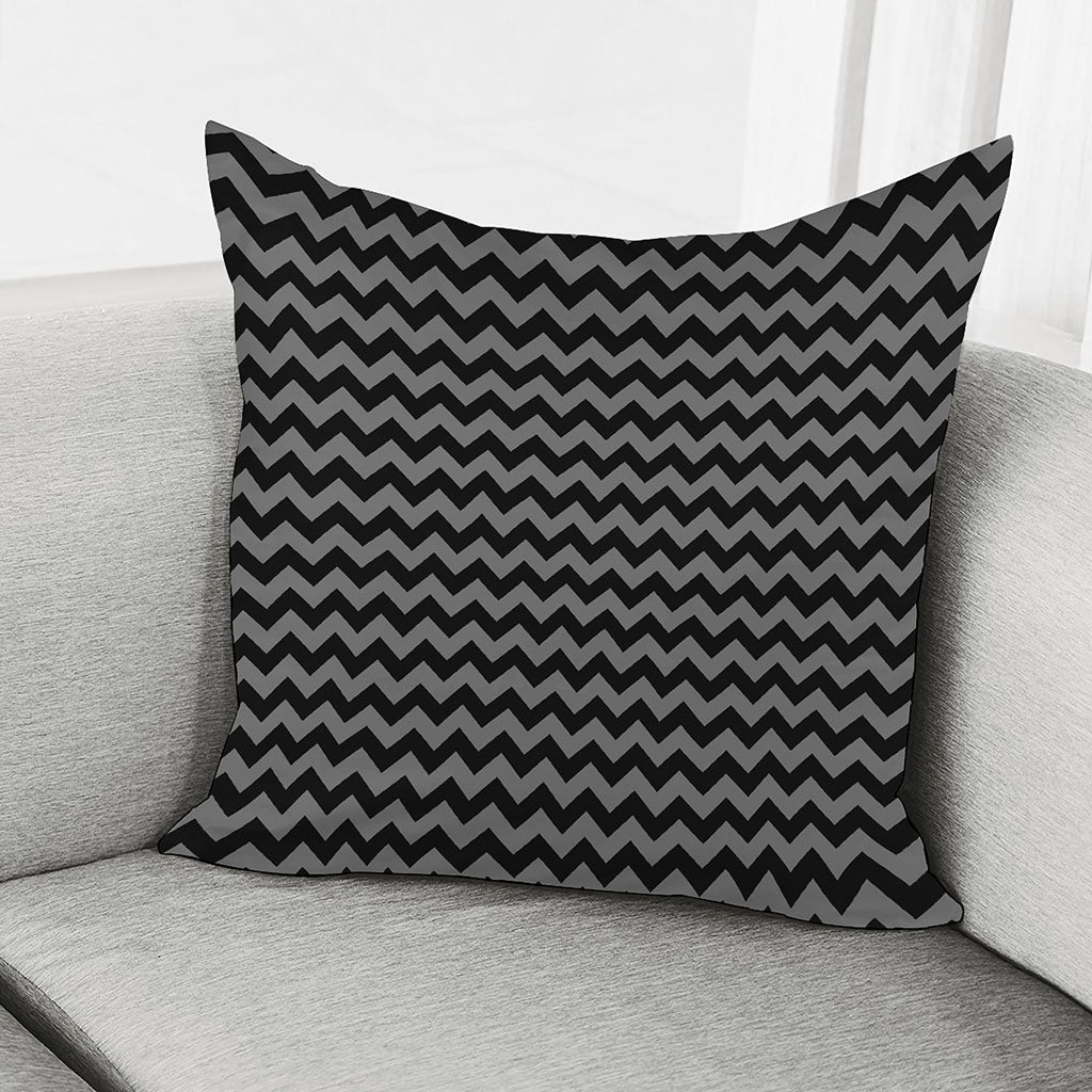 Grey And Black Chevron Pattern Print Pillow Cover