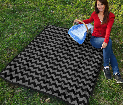 Grey And Black Chevron Pattern Print Quilt