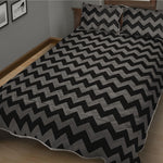 Grey And Black Chevron Pattern Print Quilt Bed Set