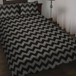 Grey And Black Chevron Pattern Print Quilt Bed Set