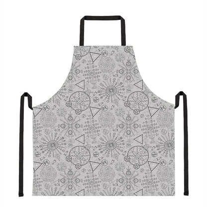 Grey And Black Mystical Wiccan Print Apron