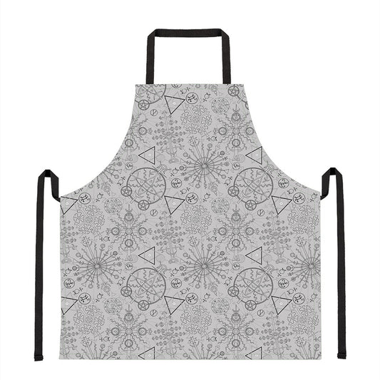 Grey And Black Mystical Wiccan Print Apron