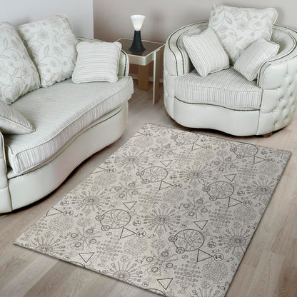 Grey And Black Mystical Wiccan Print Area Rug