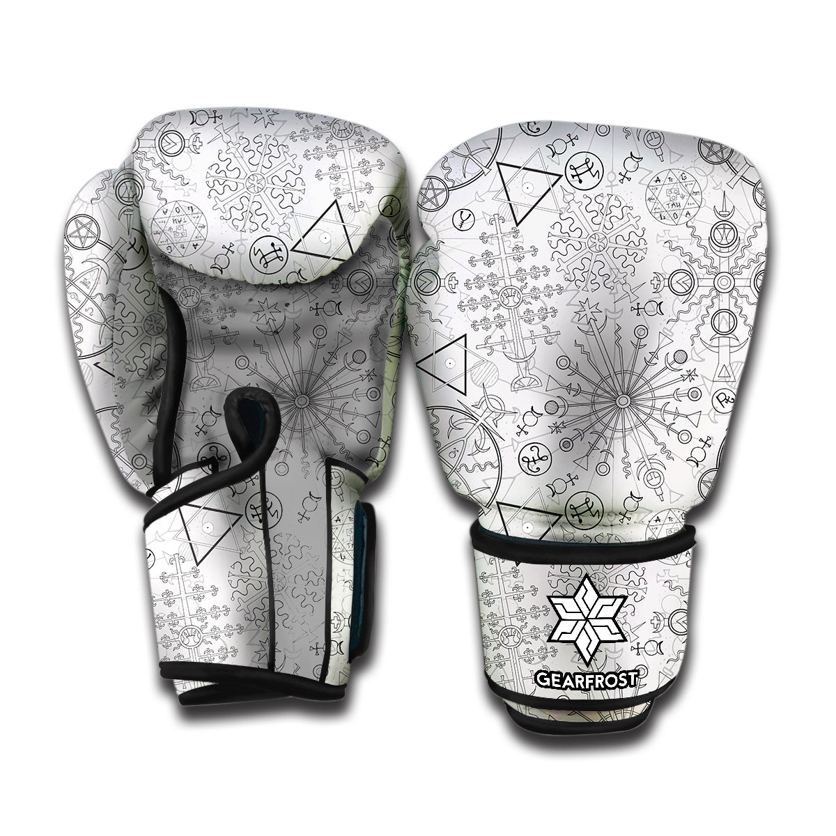 Grey And Black Mystical Wiccan Print Boxing Gloves