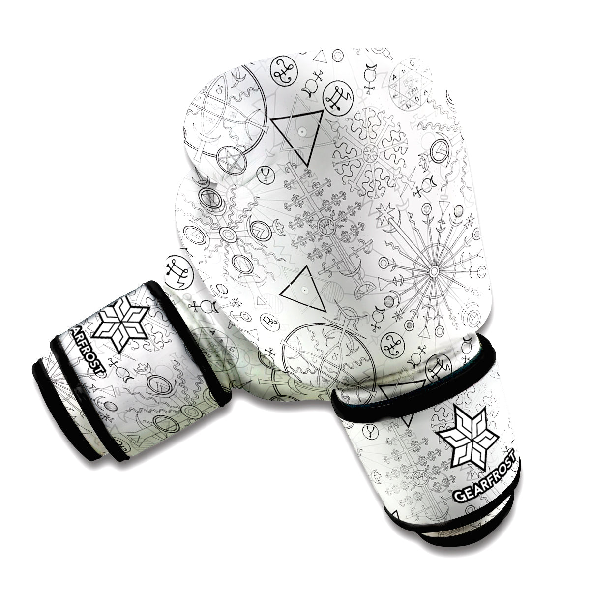 Grey And Black Mystical Wiccan Print Boxing Gloves