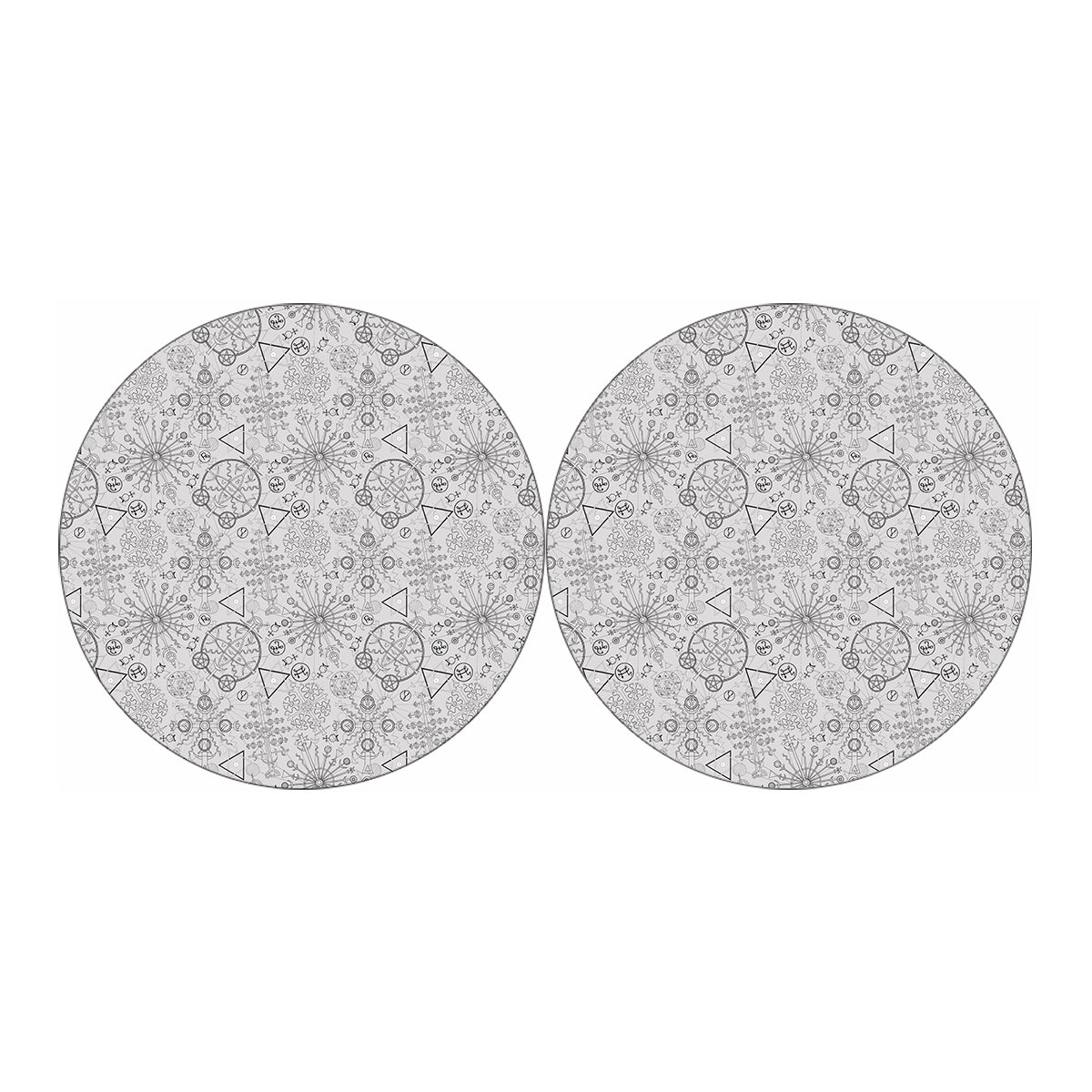 Grey And Black Mystical Wiccan Print Car Coasters