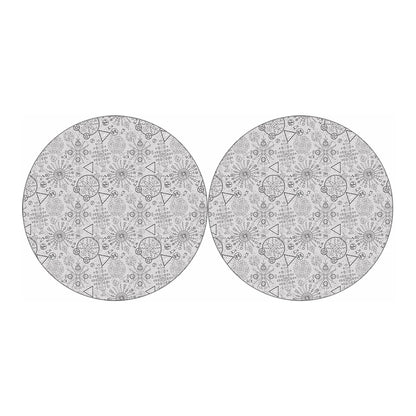 Grey And Black Mystical Wiccan Print Car Coasters
