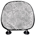Grey And Black Mystical Wiccan Print Car Headrest Covers