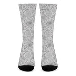 Grey And Black Mystical Wiccan Print Crew Socks