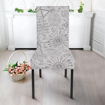 Grey And Black Mystical Wiccan Print Dining Chair Slipcover