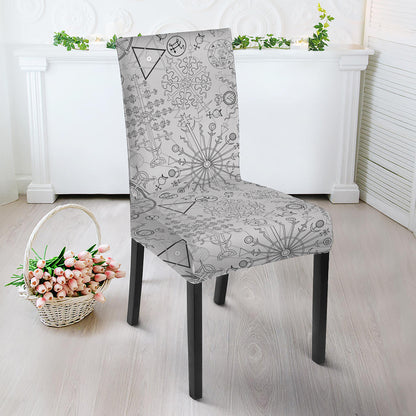 Grey And Black Mystical Wiccan Print Dining Chair Slipcover