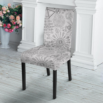 Grey And Black Mystical Wiccan Print Dining Chair Slipcover