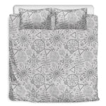 Grey And Black Mystical Wiccan Print Duvet Cover Bedding Set