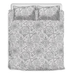 Grey And Black Mystical Wiccan Print Duvet Cover Bedding Set