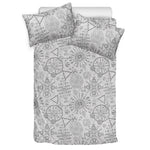 Grey And Black Mystical Wiccan Print Duvet Cover Bedding Set