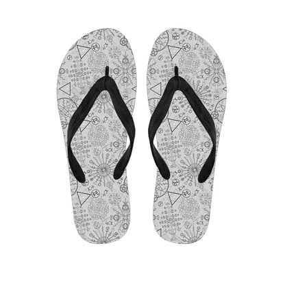 Grey And Black Mystical Wiccan Print Flip Flops