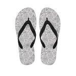 Grey And Black Mystical Wiccan Print Flip Flops