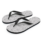 Grey And Black Mystical Wiccan Print Flip Flops