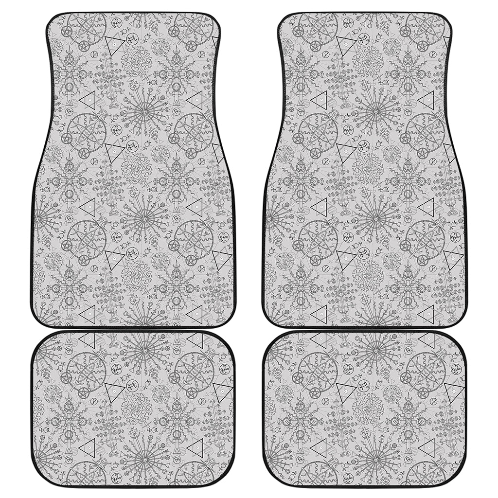Grey And Black Mystical Wiccan Print Front and Back Car Floor Mats