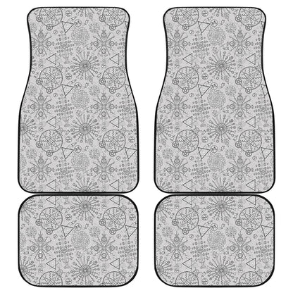Grey And Black Mystical Wiccan Print Front and Back Car Floor Mats