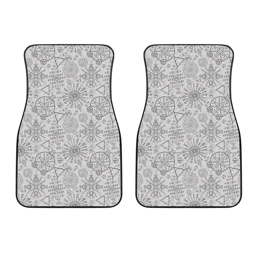 Grey And Black Mystical Wiccan Print Front Car Floor Mats