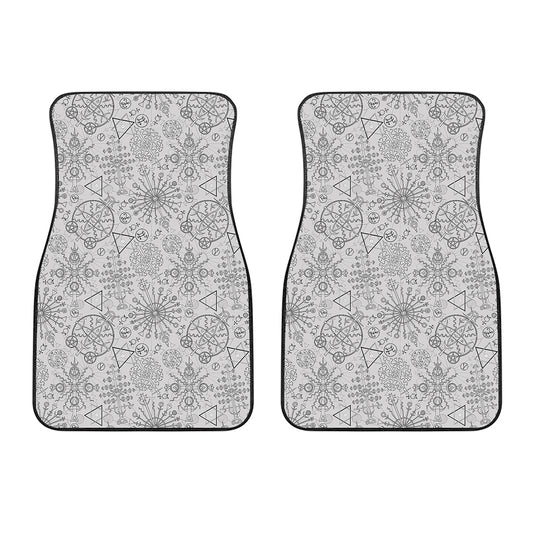 Grey And Black Mystical Wiccan Print Front Car Floor Mats