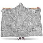 Grey And Black Mystical Wiccan Print Hooded Blanket
