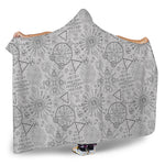 Grey And Black Mystical Wiccan Print Hooded Blanket