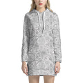 Grey And Black Mystical Wiccan Print Pullover Hoodie Dress