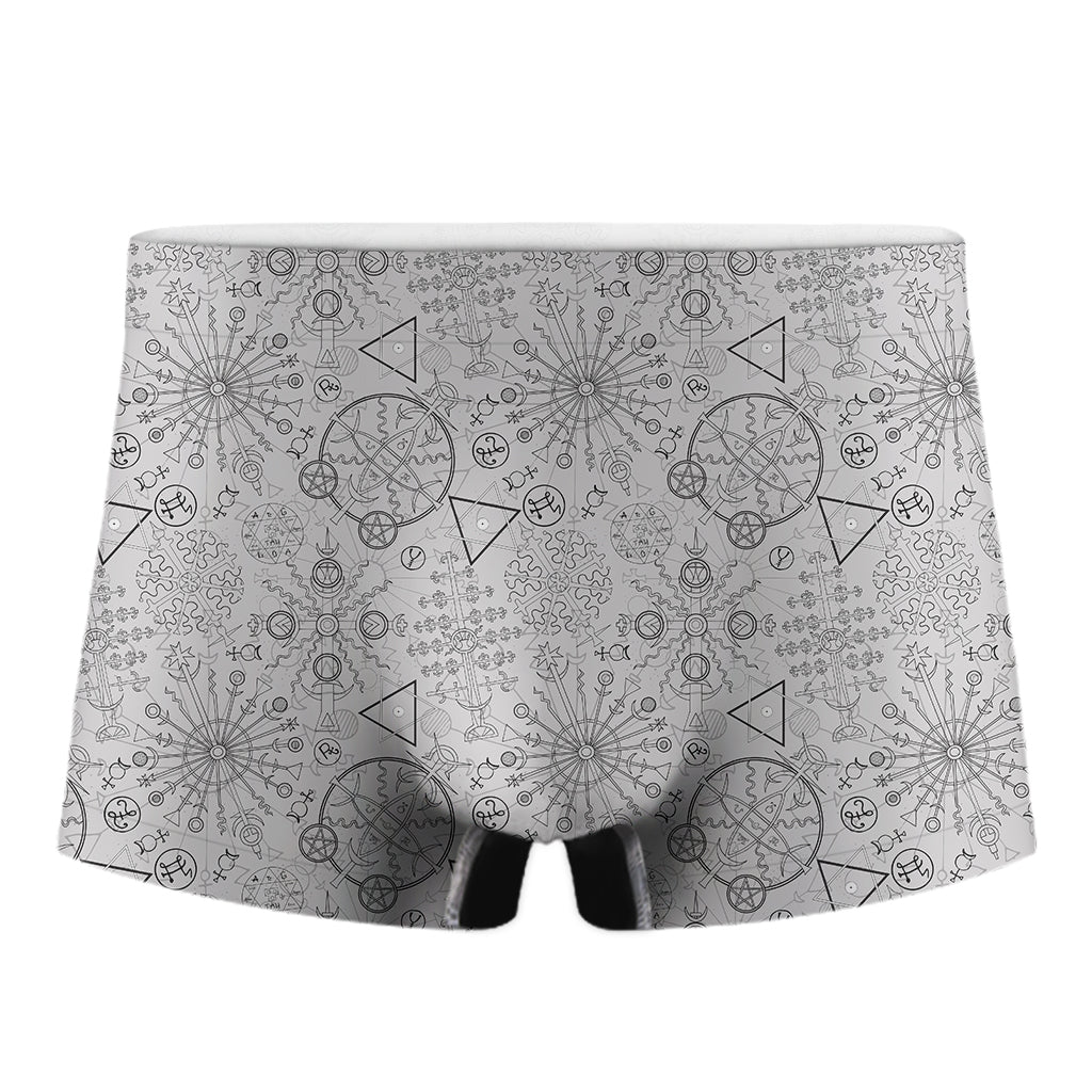 Grey And Black Mystical Wiccan Print Men's Boxer Briefs