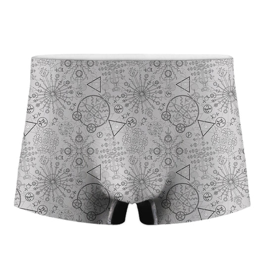 Grey And Black Mystical Wiccan Print Men's Boxer Briefs