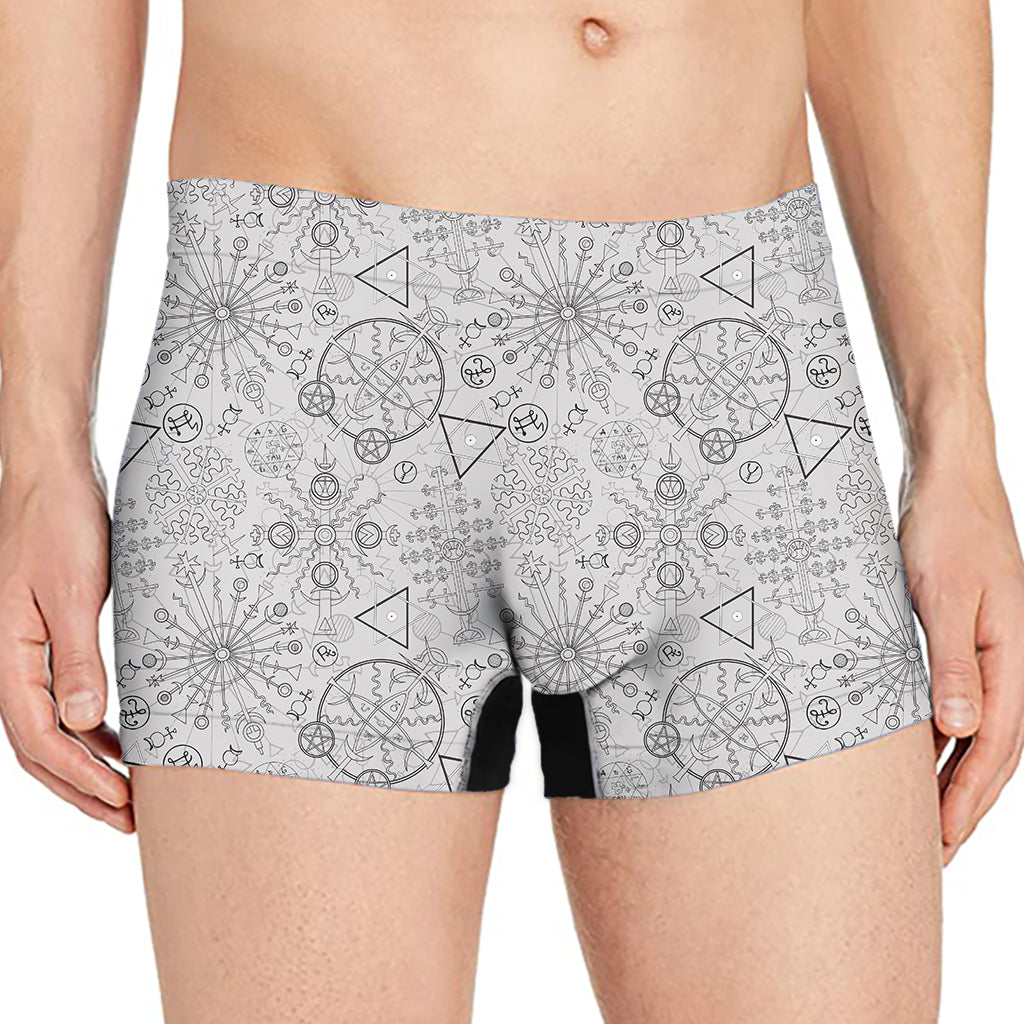 Grey And Black Mystical Wiccan Print Men's Boxer Briefs