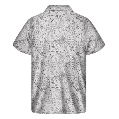 Grey And Black Mystical Wiccan Print Men's Short Sleeve Shirt