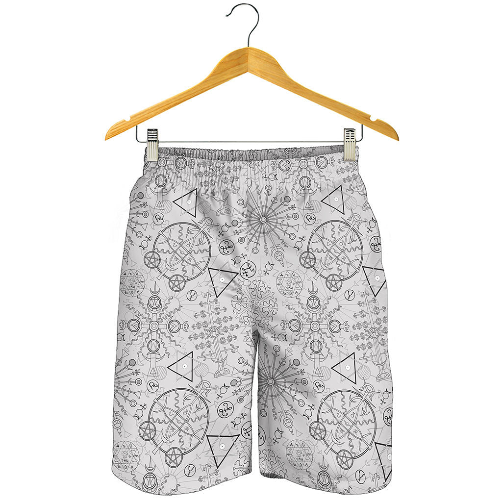 Grey And Black Mystical Wiccan Print Men's Shorts