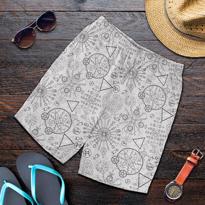 Grey And Black Mystical Wiccan Print Men's Shorts