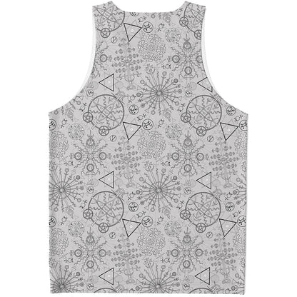 Grey And Black Mystical Wiccan Print Men's Tank Top