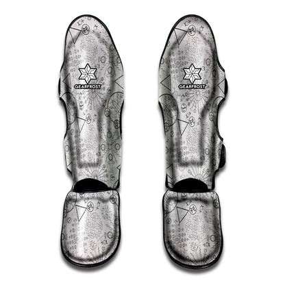 Grey And Black Mystical Wiccan Print Muay Thai Shin Guard